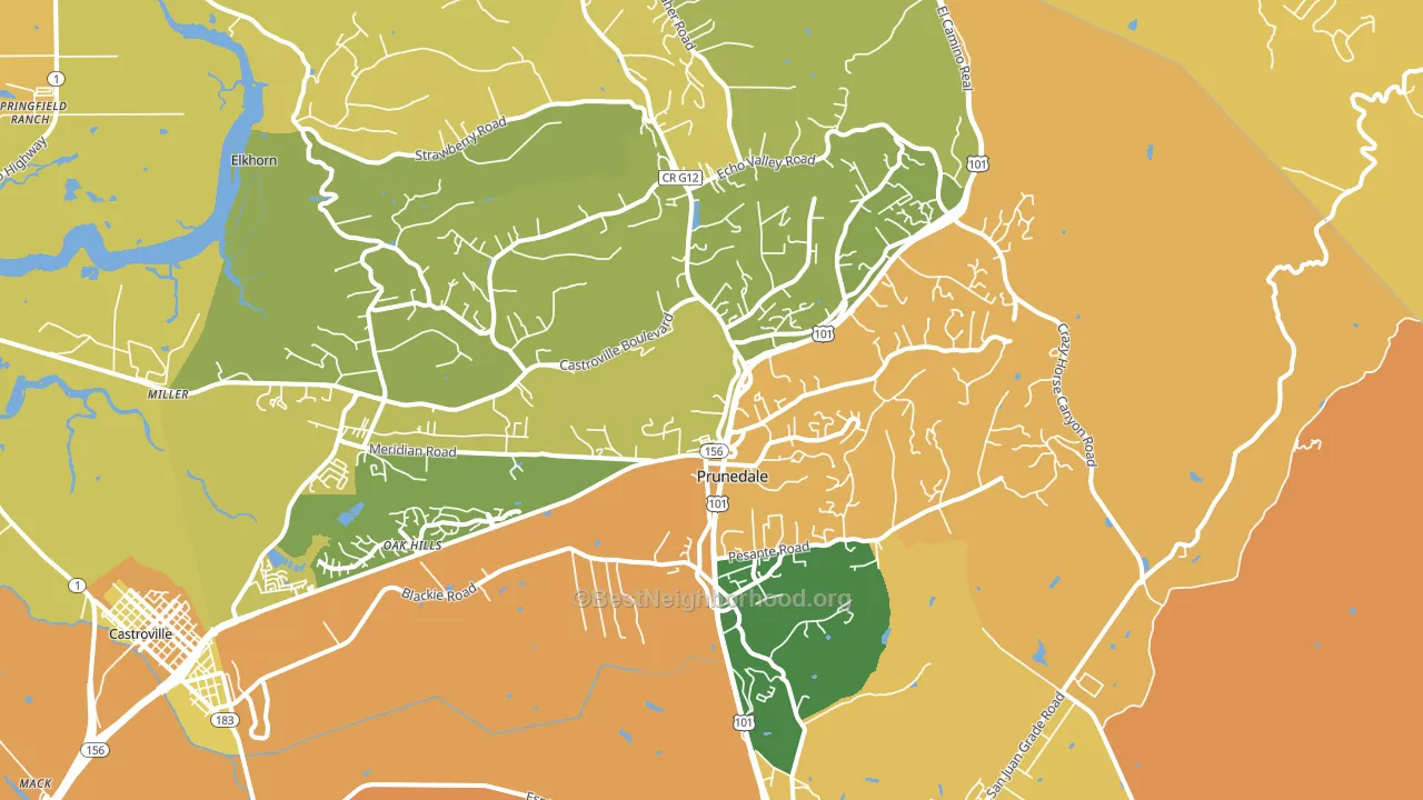 Prunedale, CA block-group voter-turnout map
