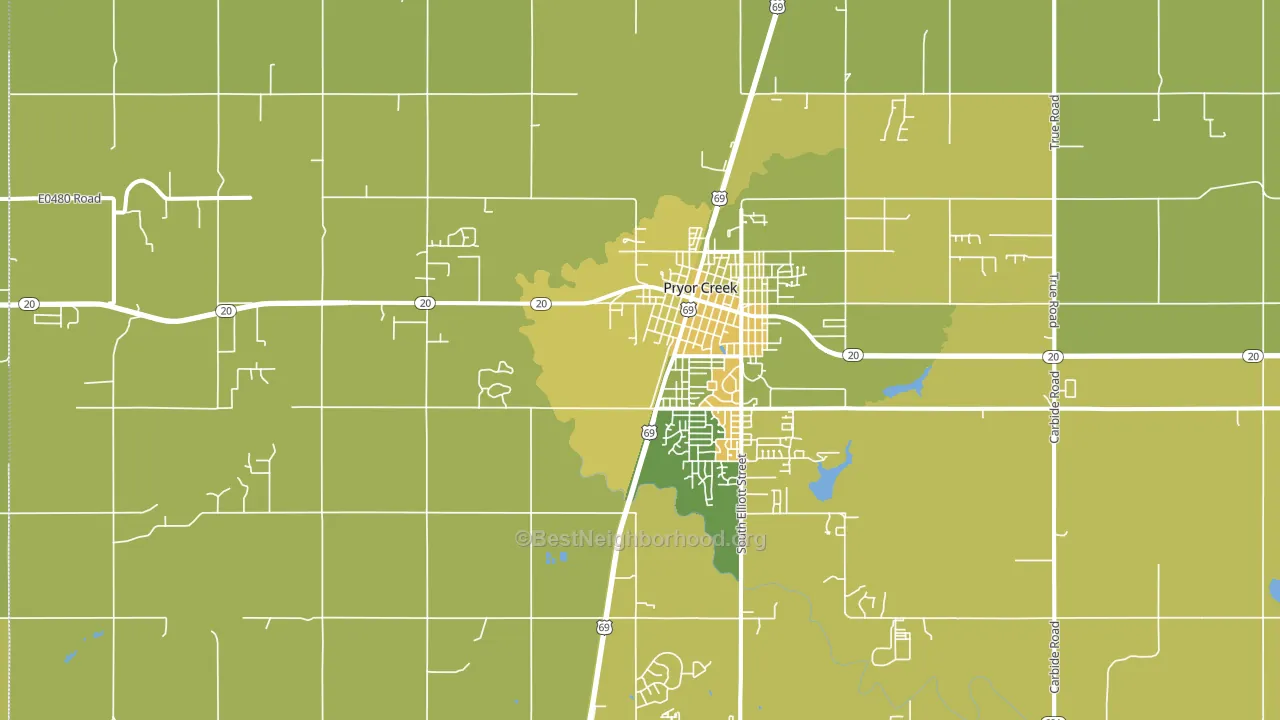 Pryor Creek, OK block-group voter-turnout map