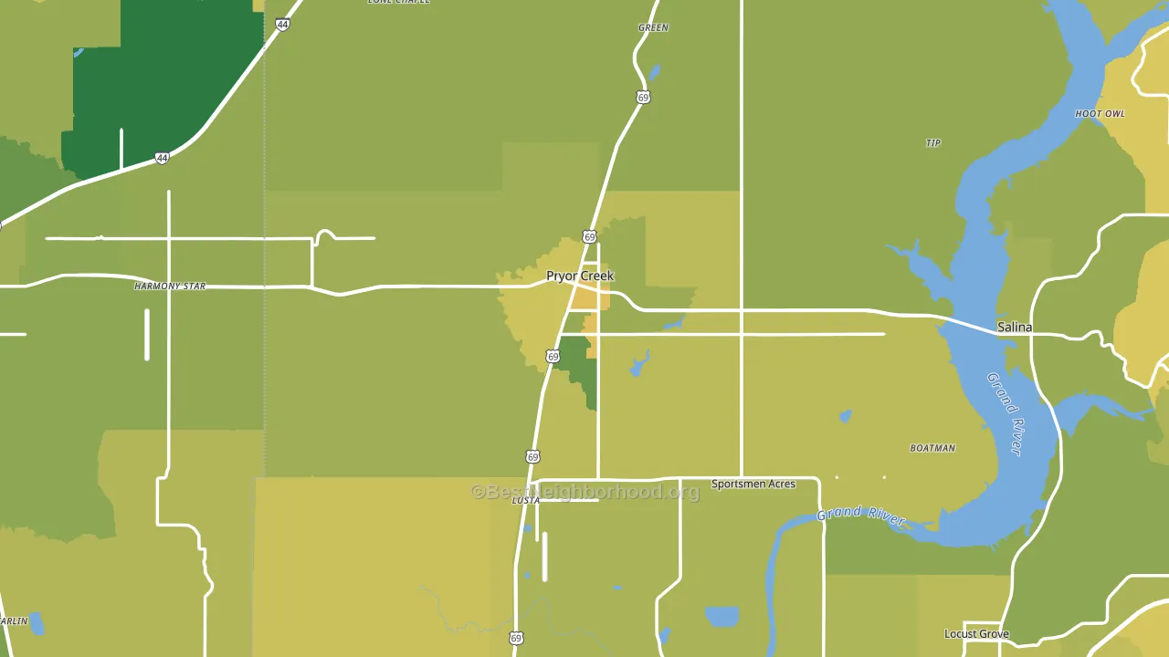 Pryor, OK block-group voter-turnout map