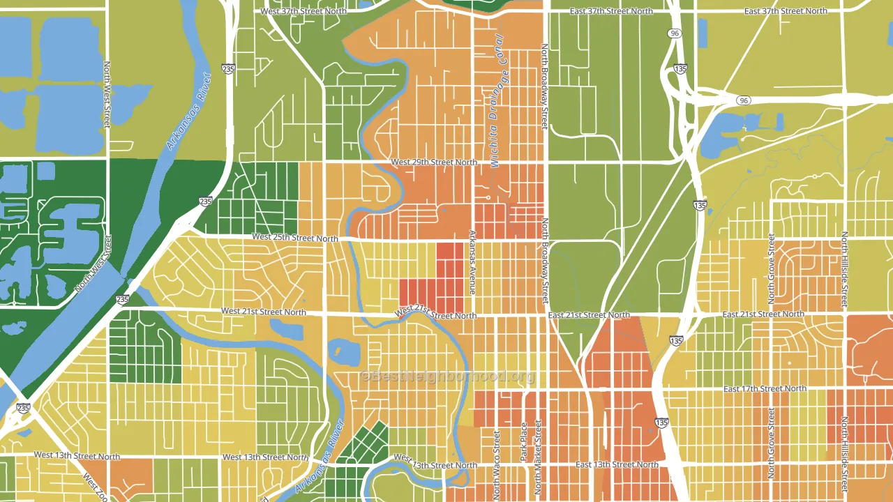 Pueblo, Wichita, KS block-group voter-turnout map
