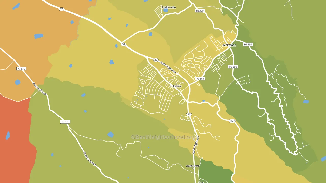 Pukalani, Makawao, HI block-group voter-turnout map