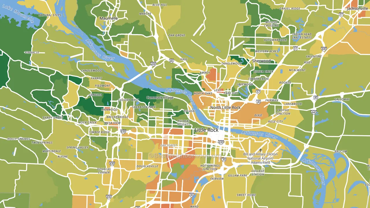 Pulaski County, AR block-group voter-turnout map