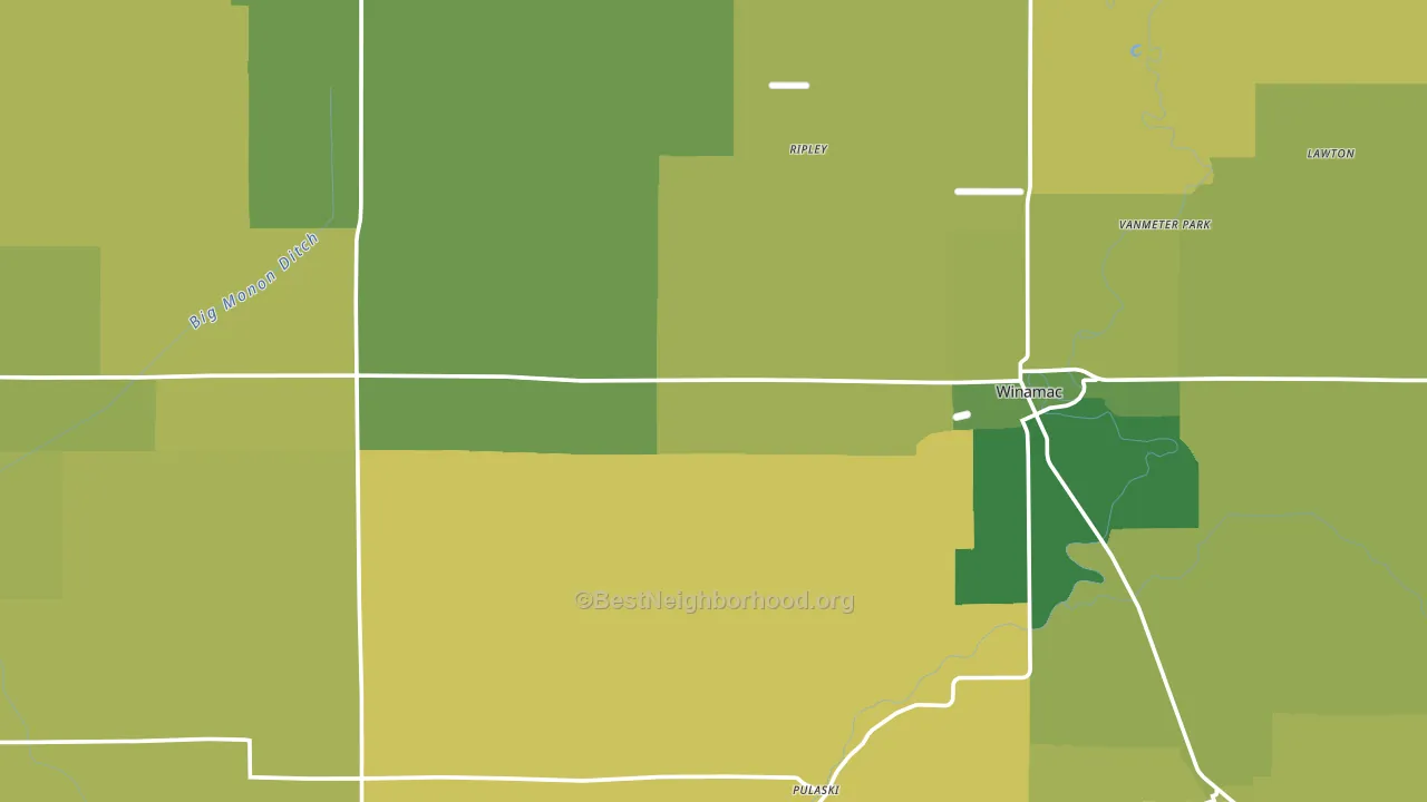 Pulaski County, IN block-group voter-turnout map