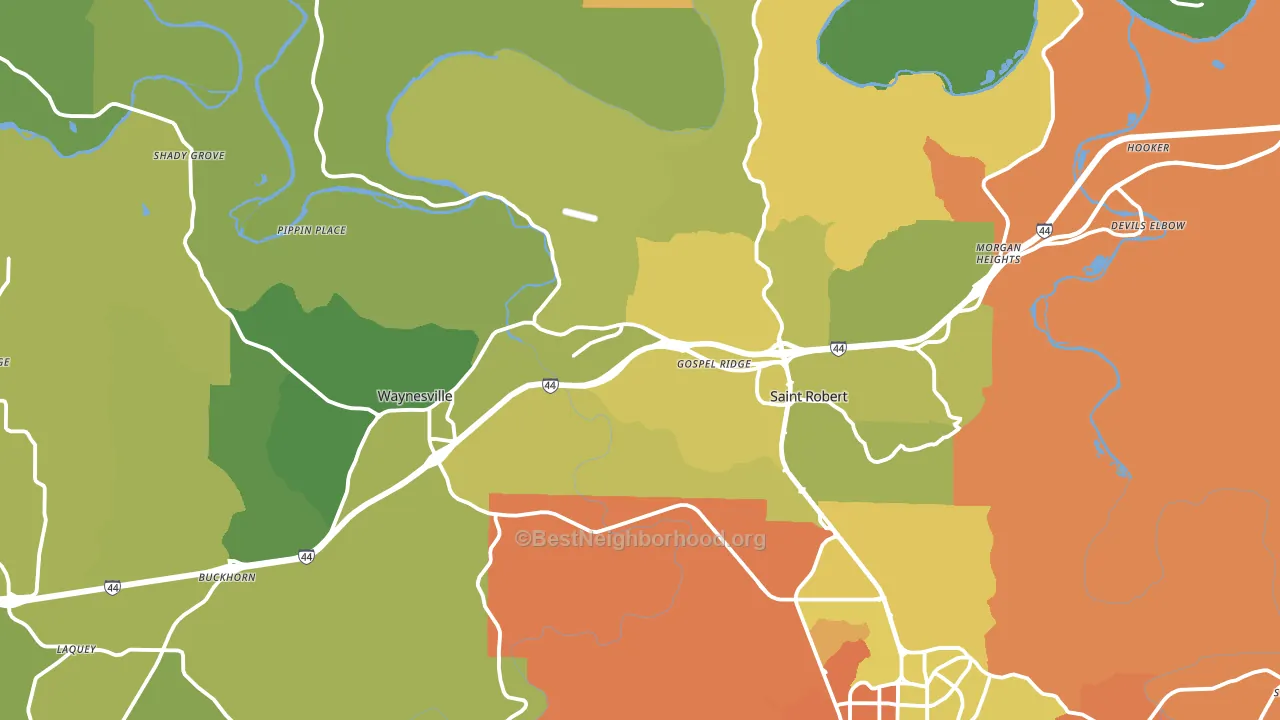 Pulaski County, MO block-group voter-turnout map