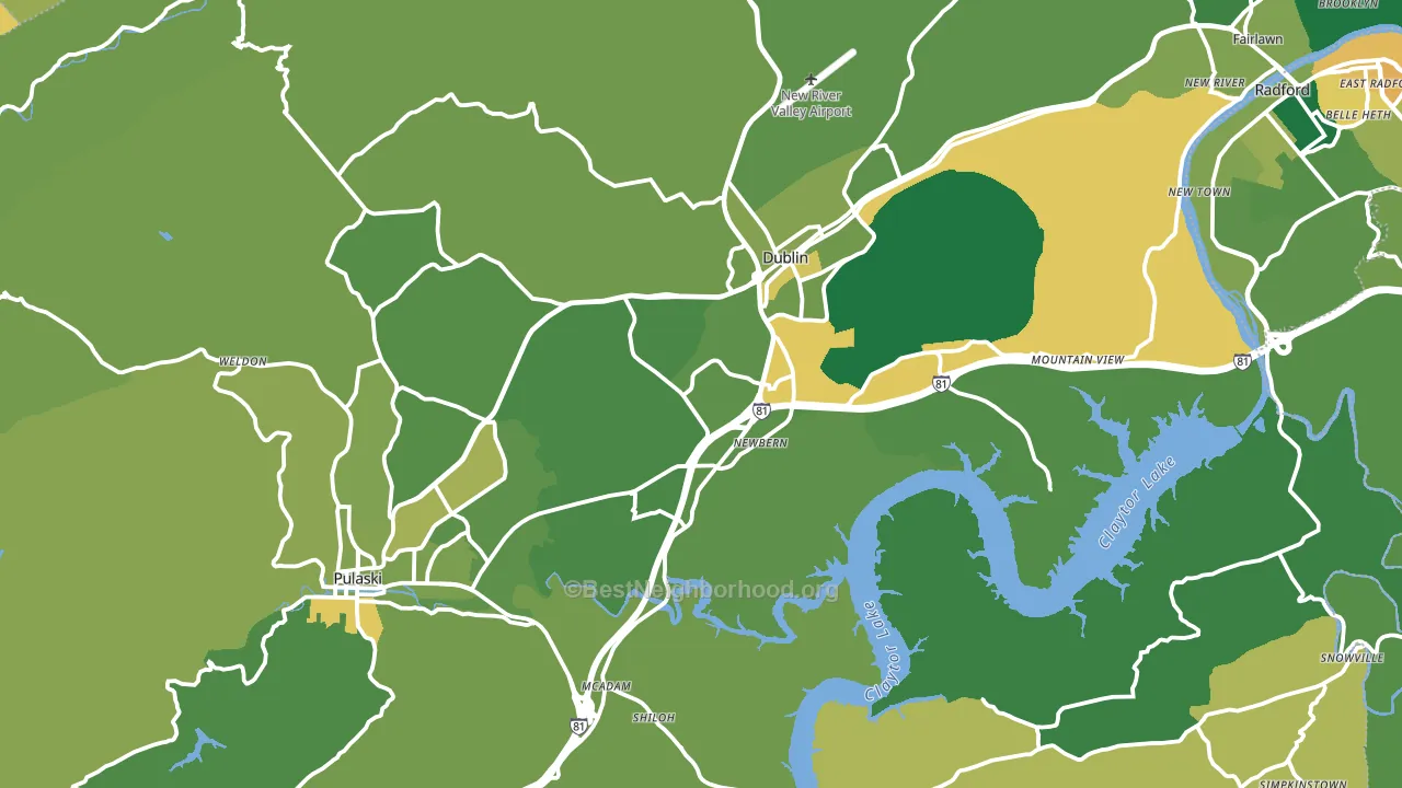 Pulaski County, VA block-group voter-turnout map