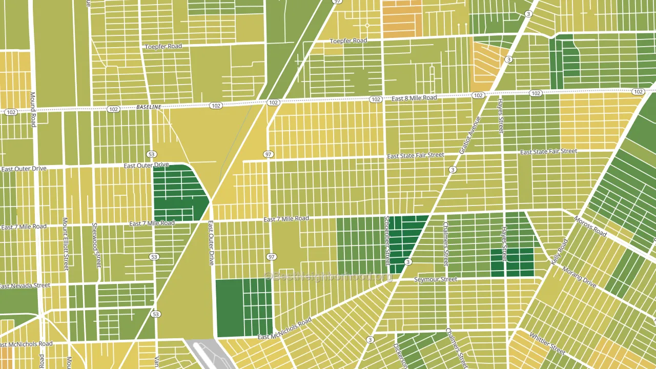 Pulaski, Detroit, MI block-group voter-turnout map