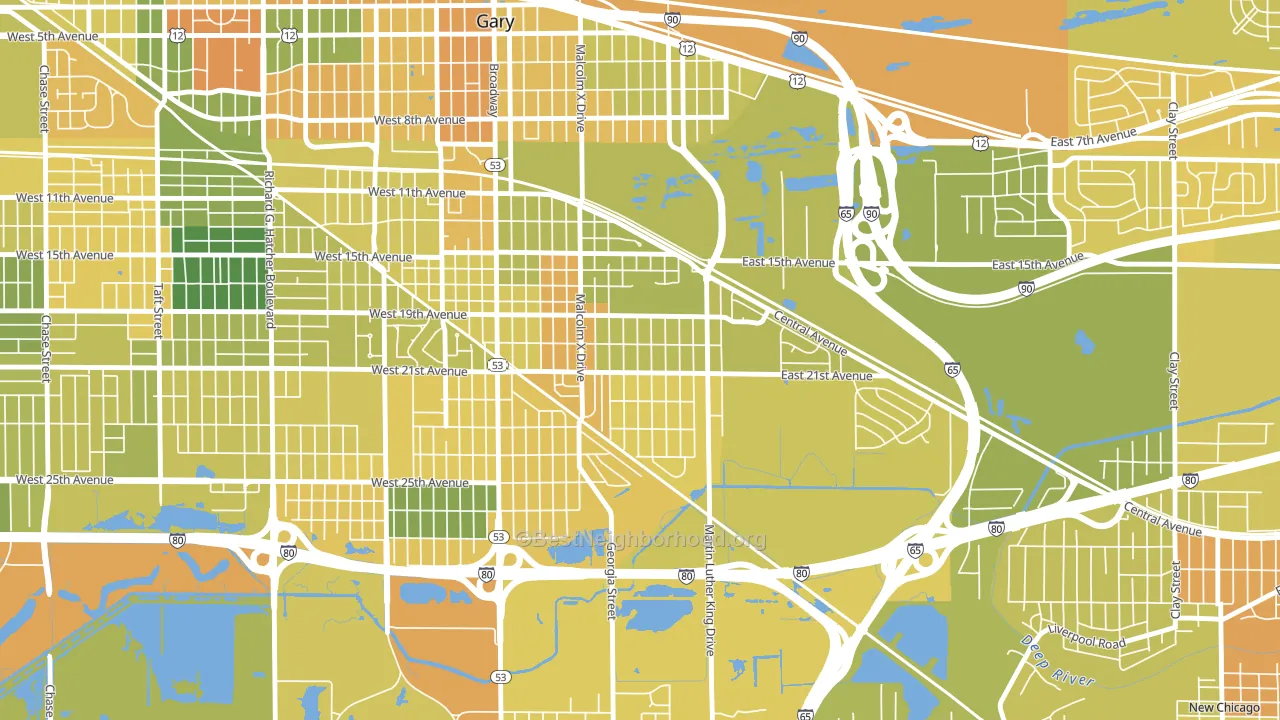 Pulaski, Gary, IN block-group voter-turnout map