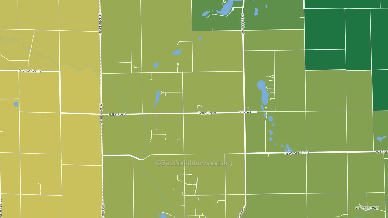 Pulaski, MI block-group voter-turnout map