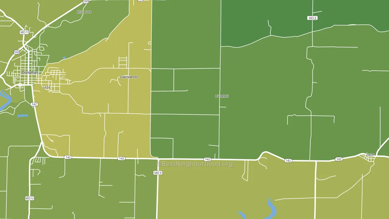 Pulaski, MO block-group voter-turnout map