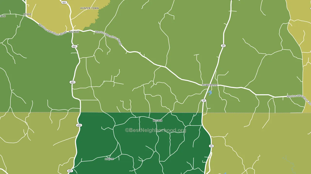 Pulaski, MS block-group voter-turnout map
