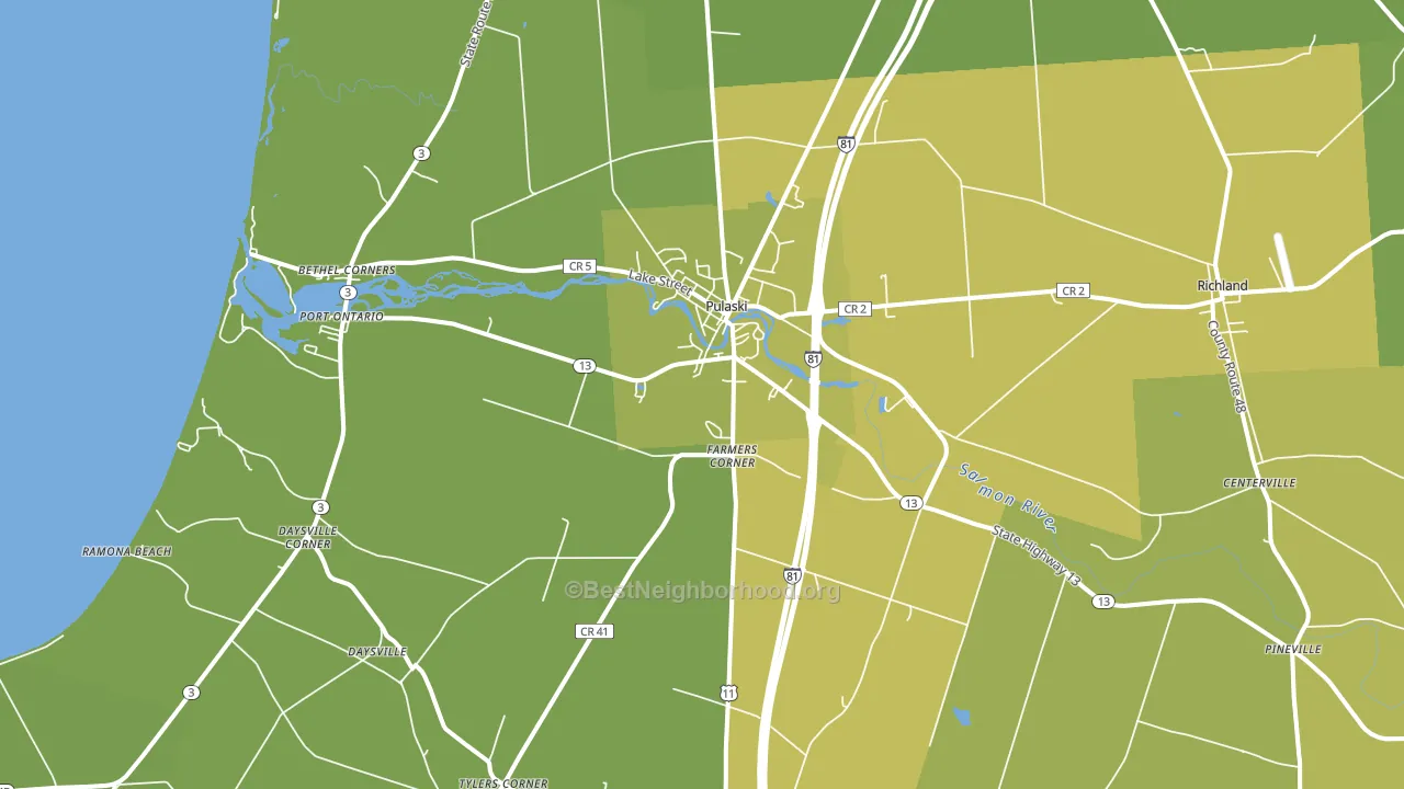 Pulaski, NY block-group voter-turnout map