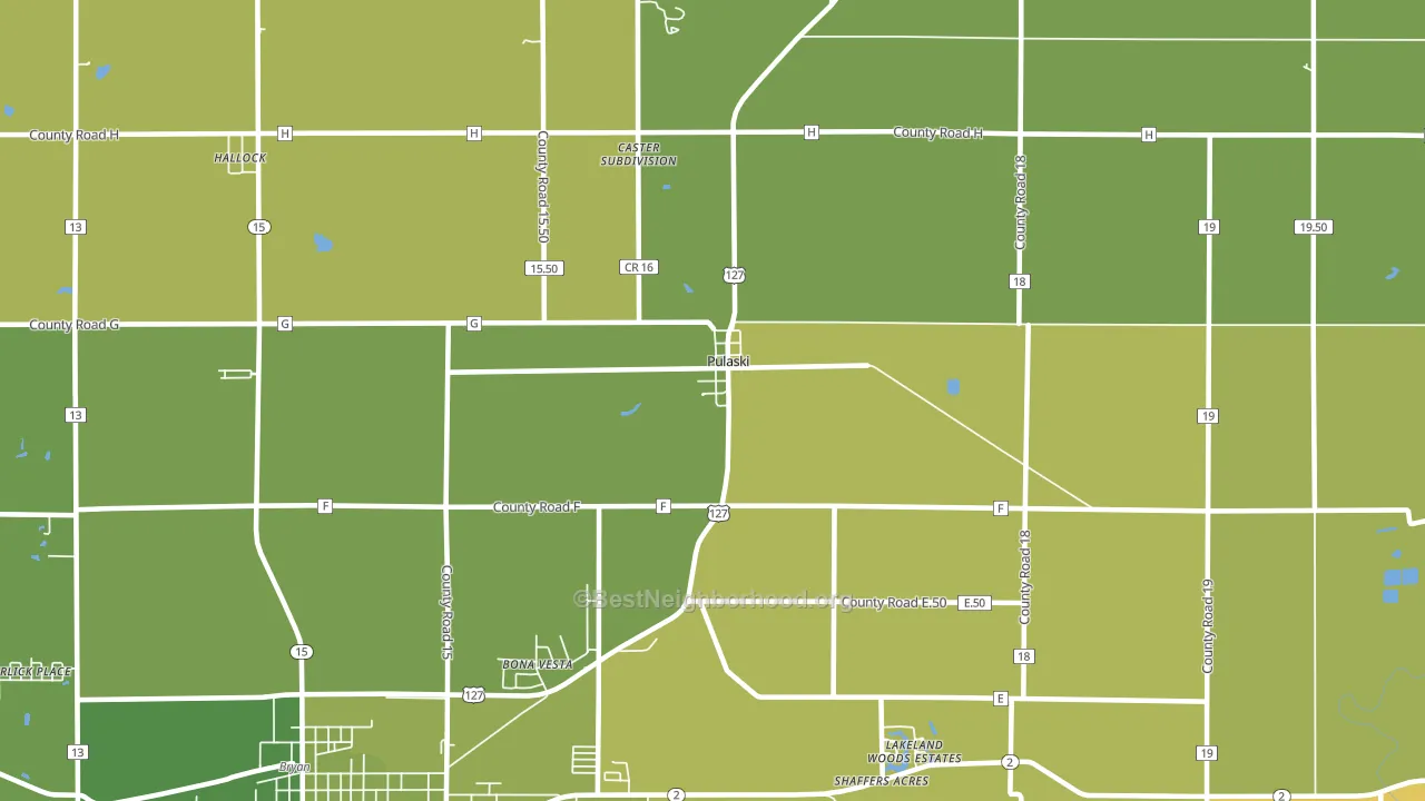 Pulaski, OH block-group voter-turnout map