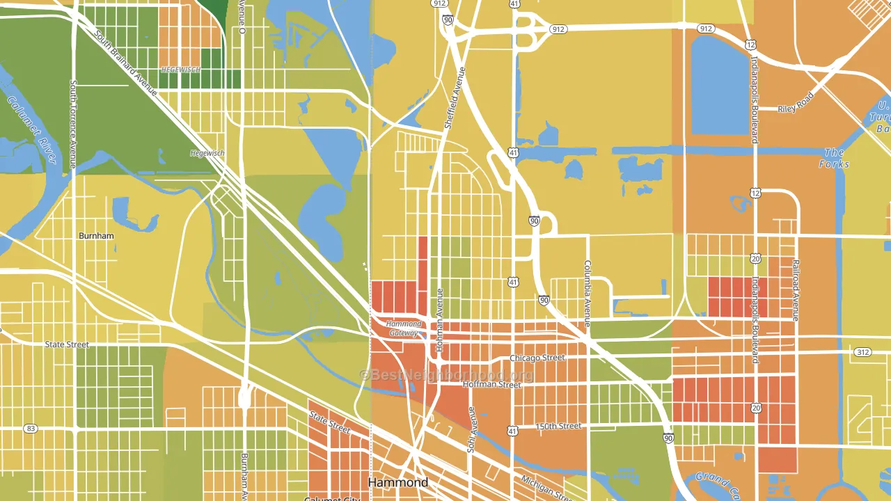 Pulaski Park, Hammond, IN block-group voter-turnout map