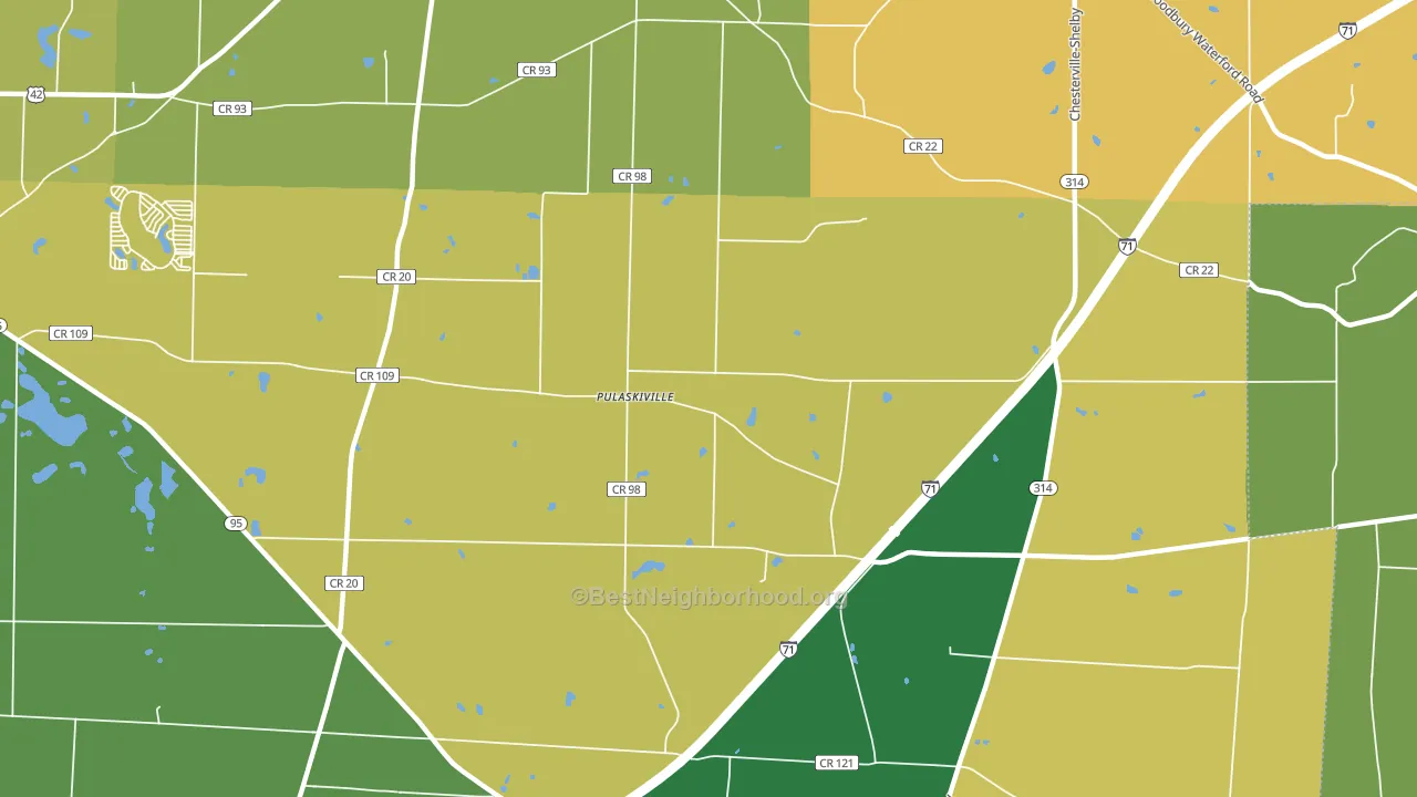 Pulaskiville, OH block-group voter-turnout map