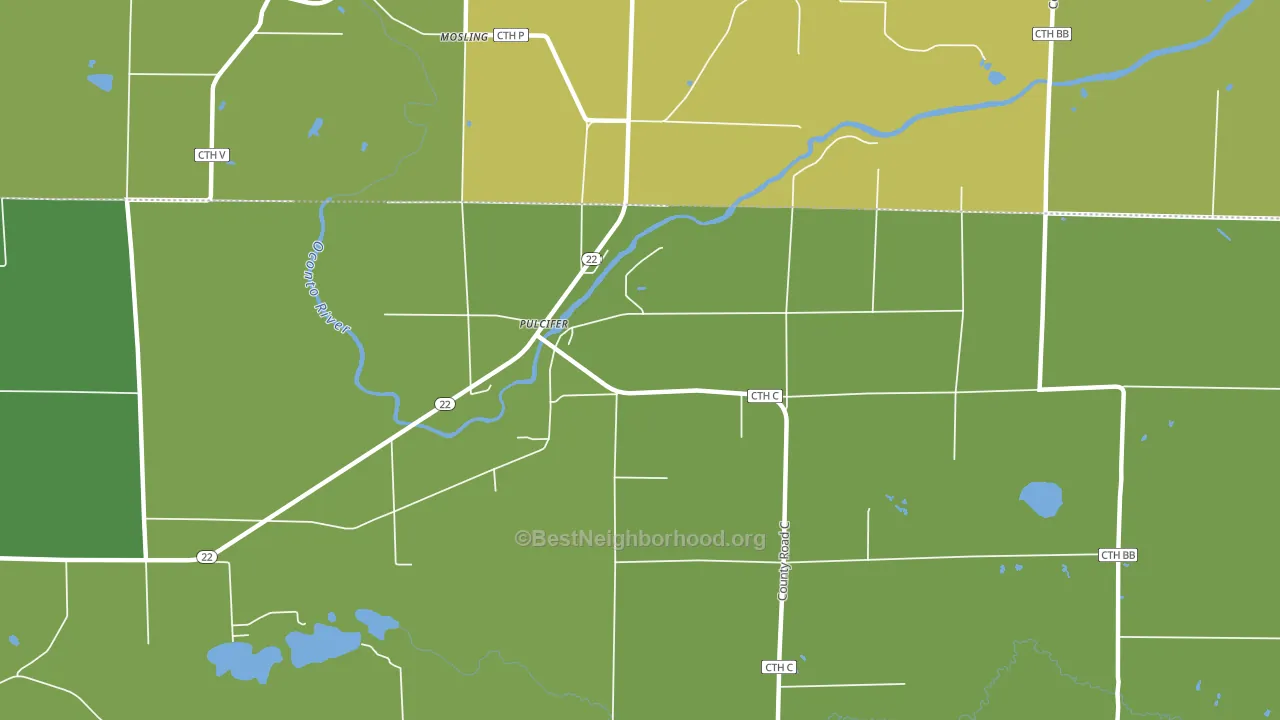 Pulcifer, WI block-group voter-turnout map