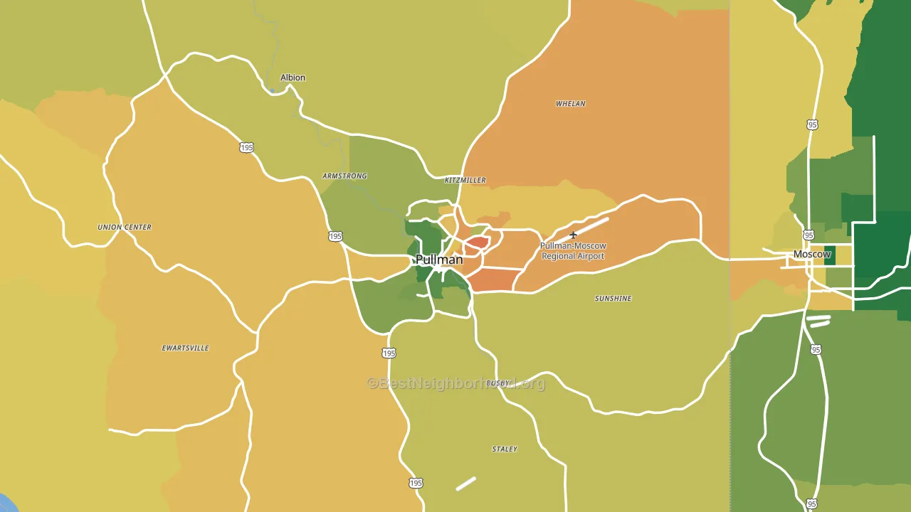 Pullman, WA block-group voter-turnout map