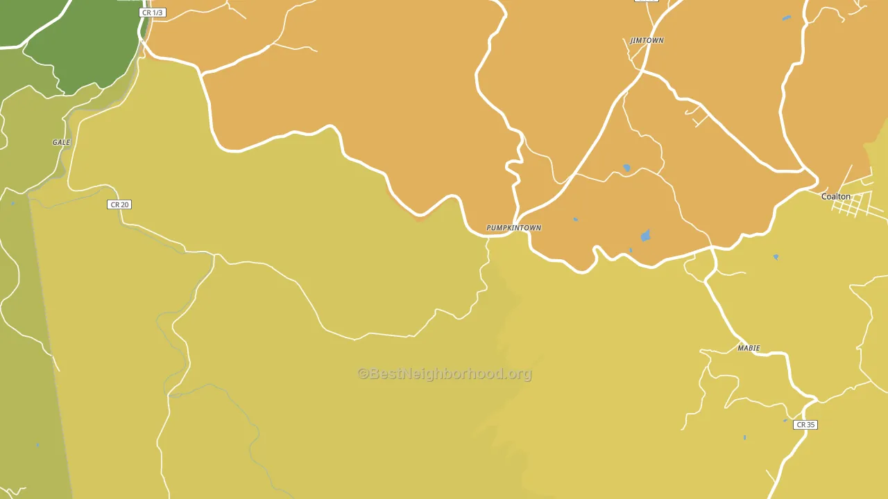 Pumpkintown, WV block-group voter-turnout map