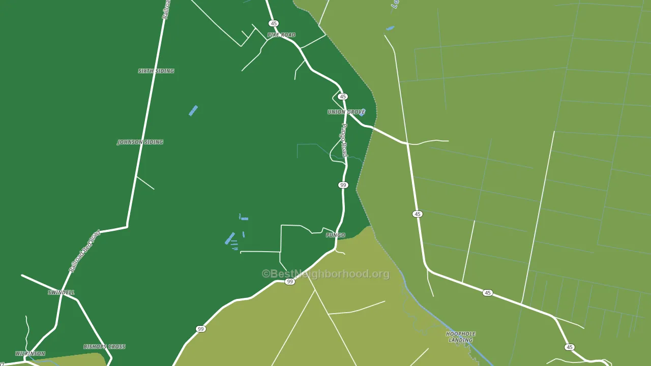 Pungo, NC block-group voter-turnout map
