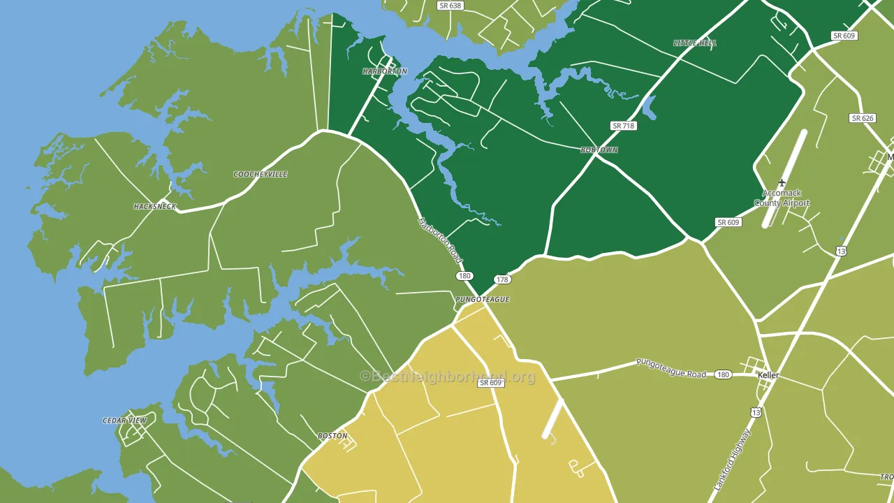 Pungoteague, VA block-group voter-turnout map