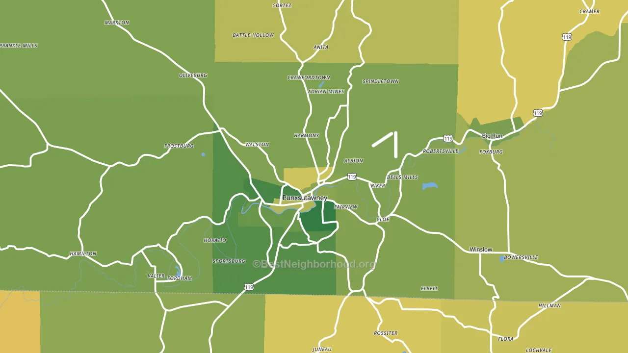 Punxsutawney, PA block-group voter-turnout map