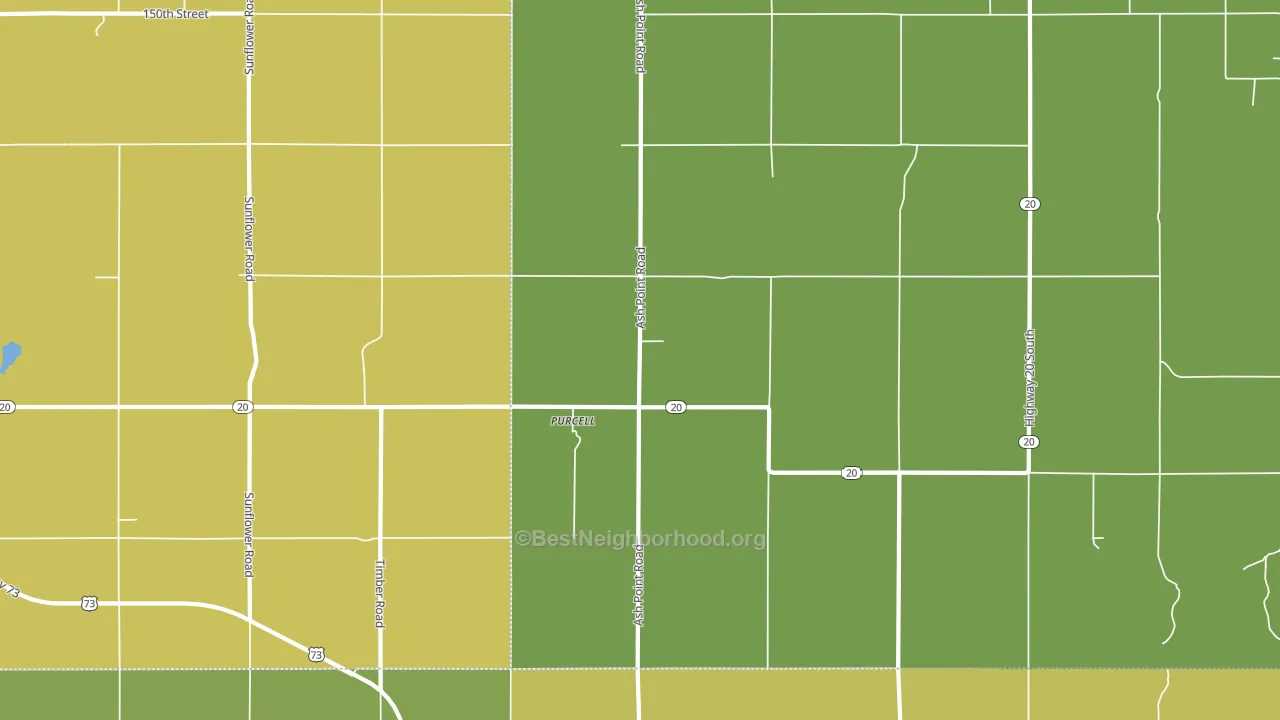Purcell, KS block-group voter-turnout map