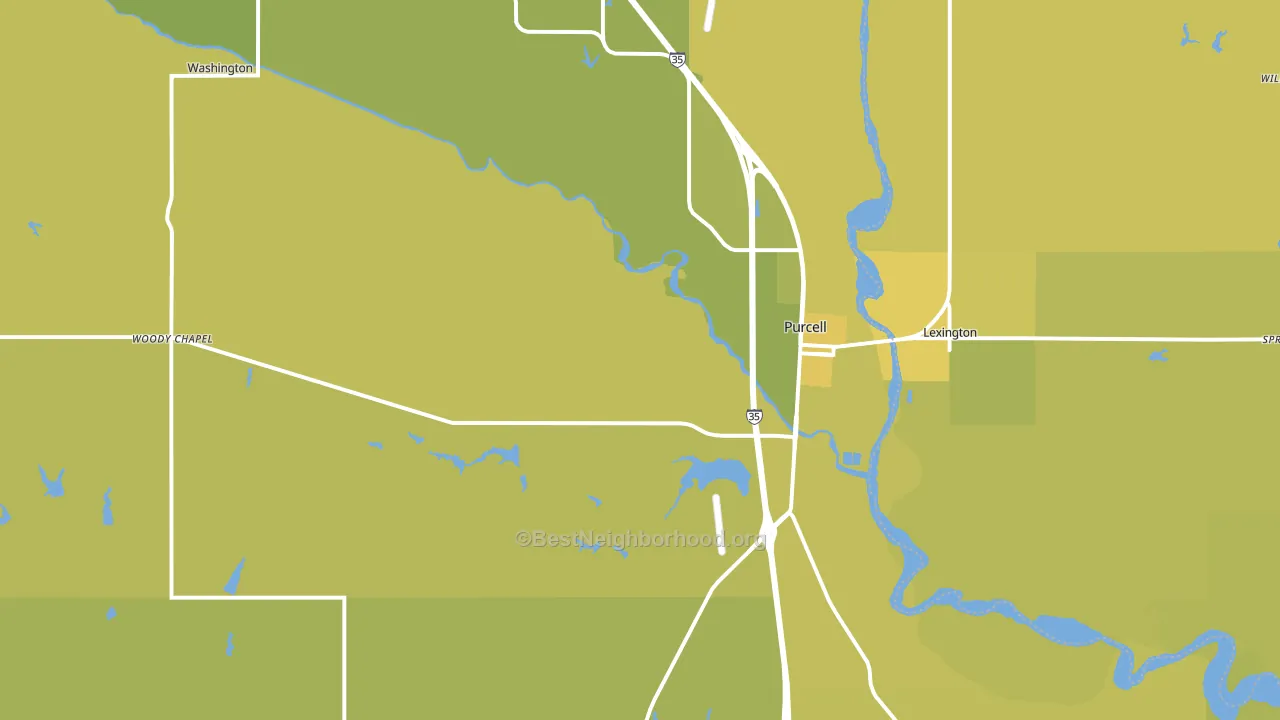 Purcell, OK block-group voter-turnout map