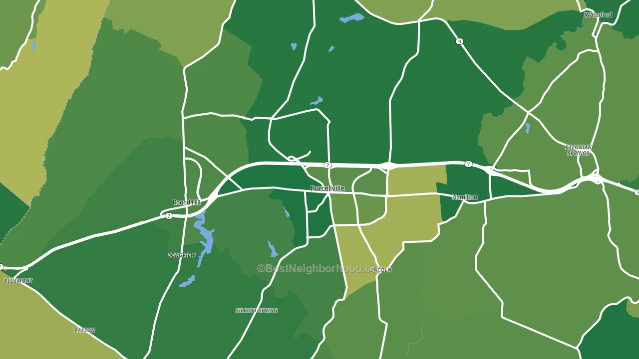 Purcellville, VA block-group voter-turnout map