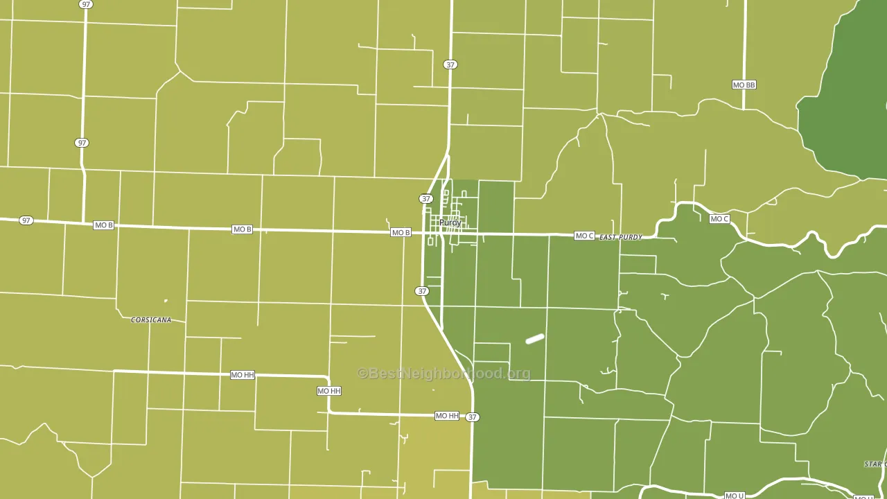 Purdy, MO block-group voter-turnout map