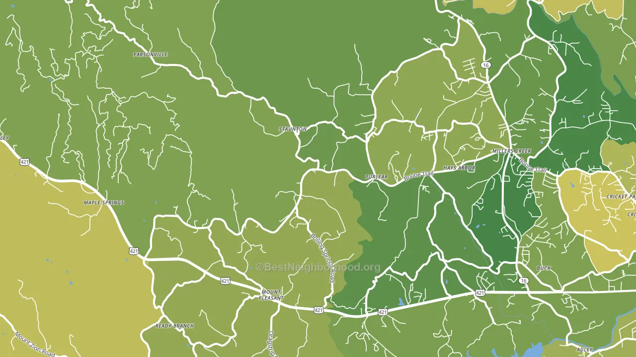 Purlear, NC block-group voter-turnout map