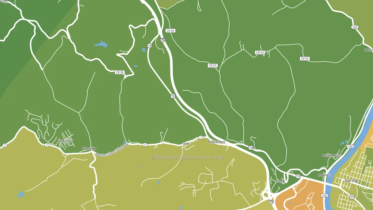 Pursglove, WV block-group voter-turnout map