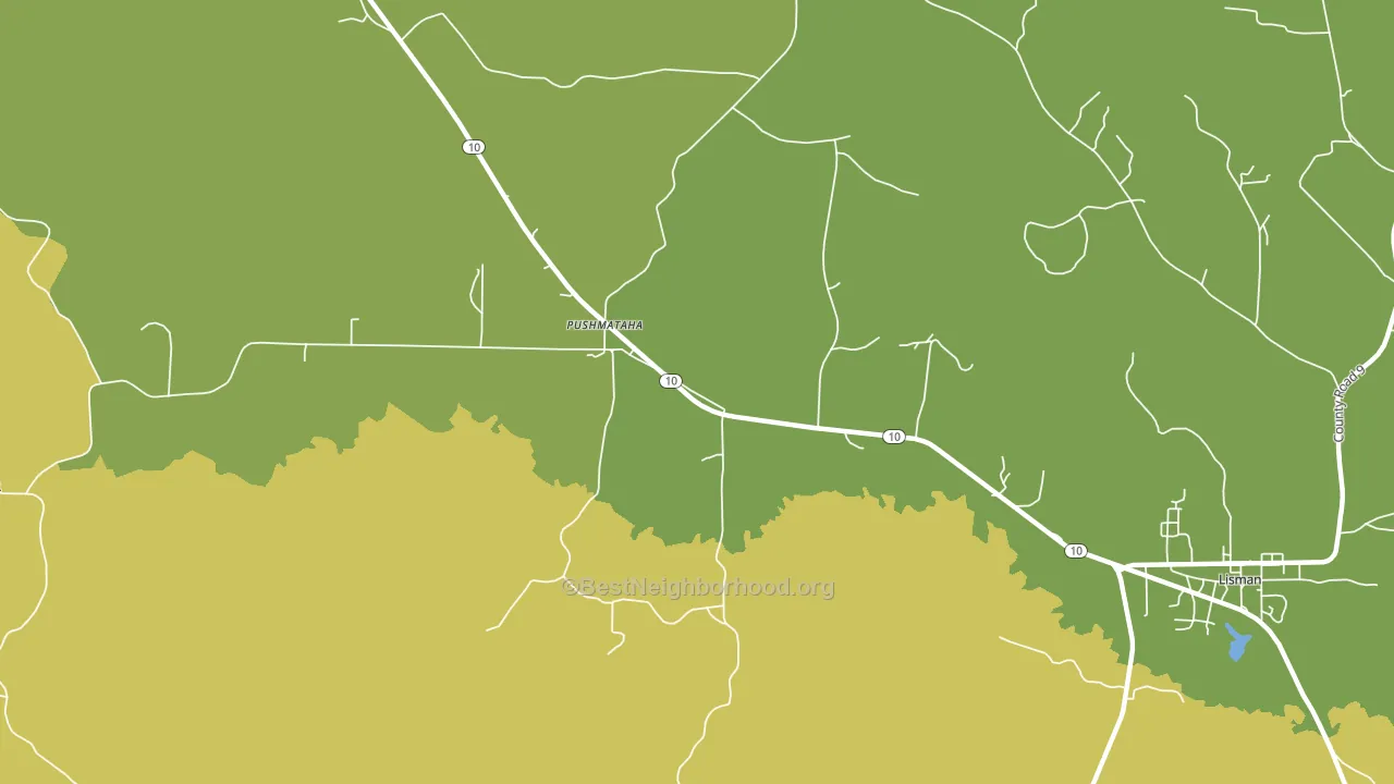 Pushmataha, AL block-group voter-turnout map