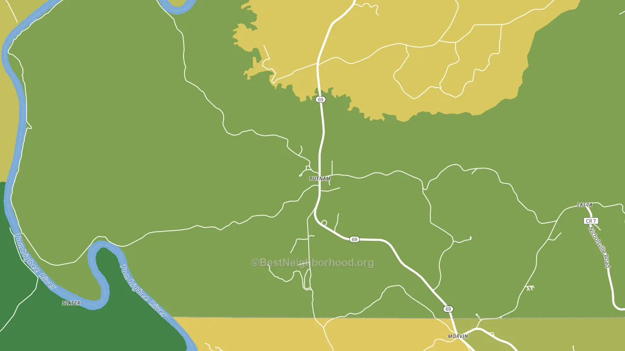 Putnam, AL block-group voter-turnout map