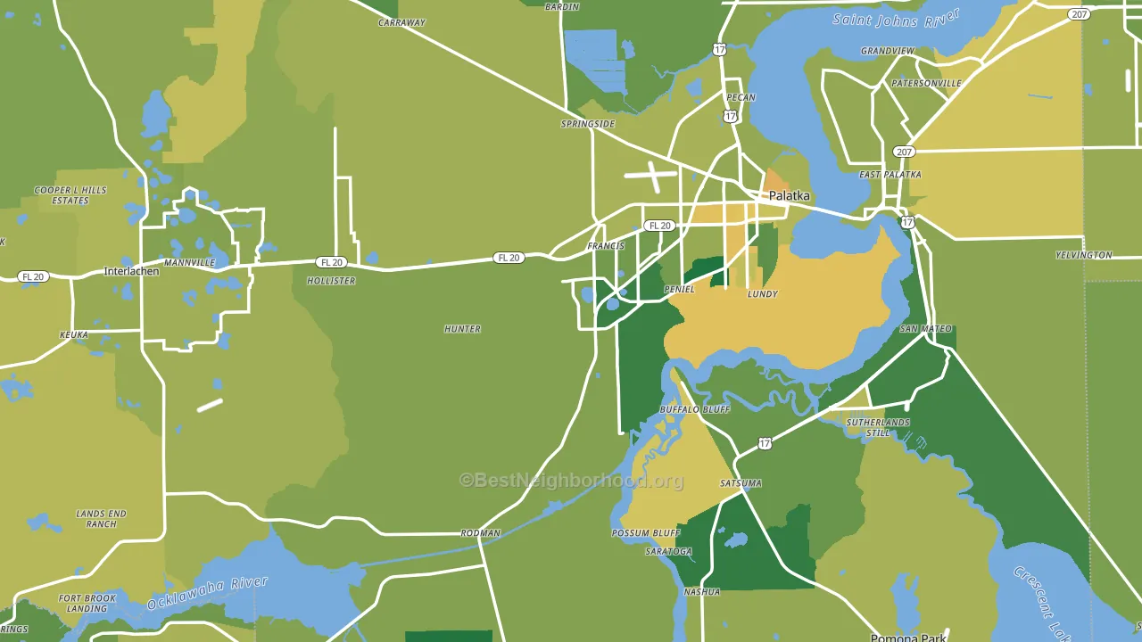 Putnam County, FL block-group voter-turnout map