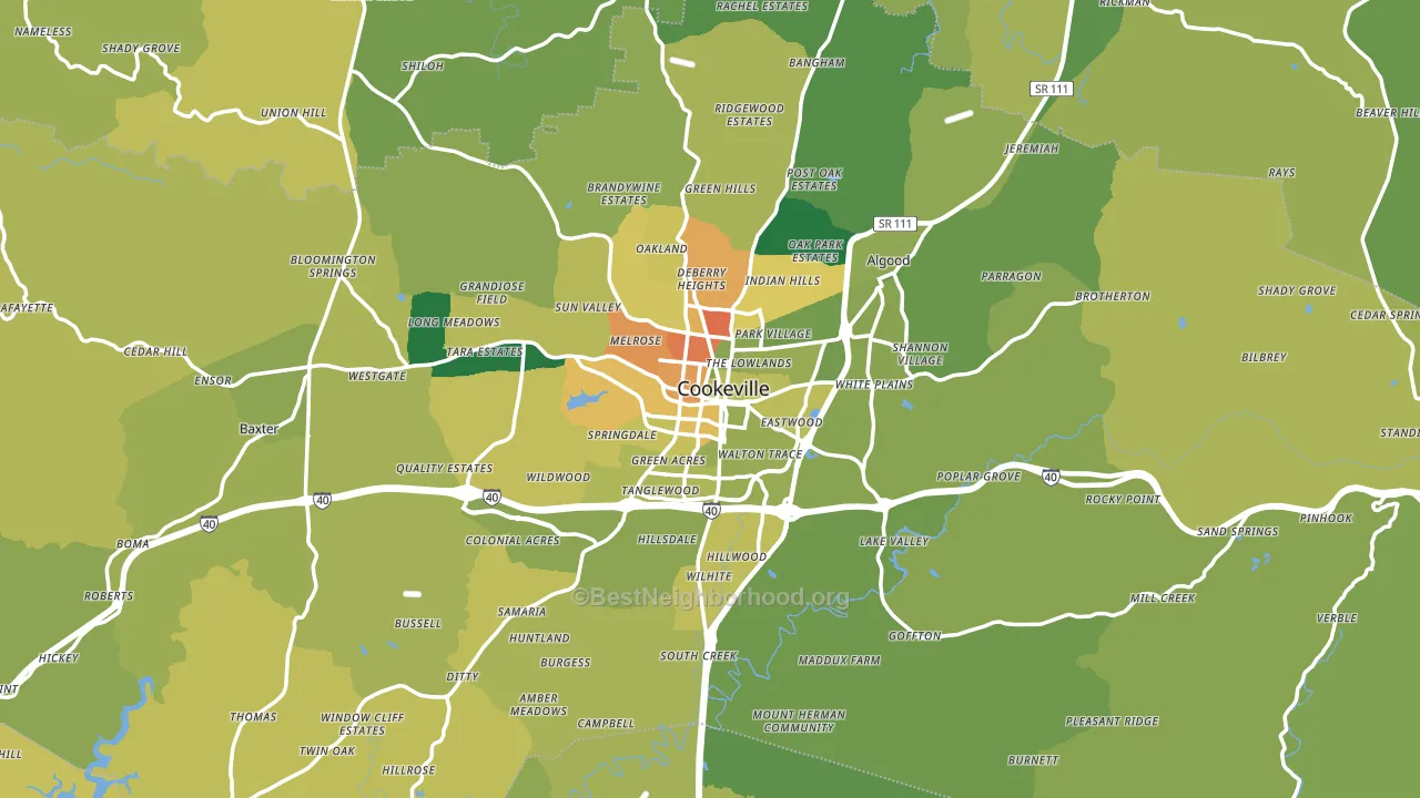 Putnam County, TN block-group voter-turnout map