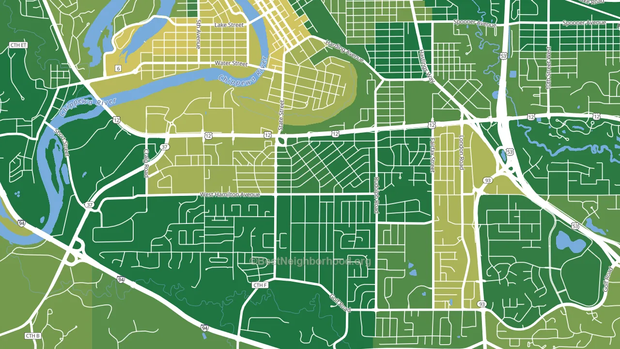 Putnam Heights, Eau Claire, WI block-group voter-turnout map