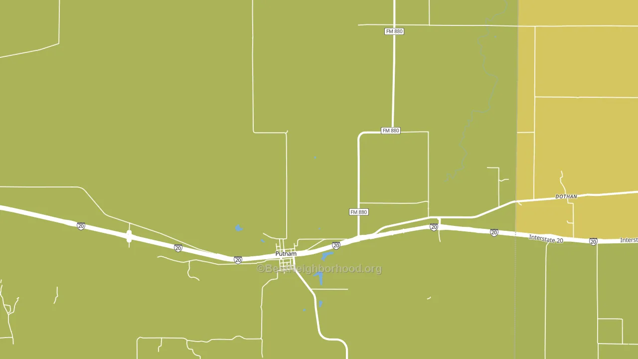 Putnam, TX block-group voter-turnout map