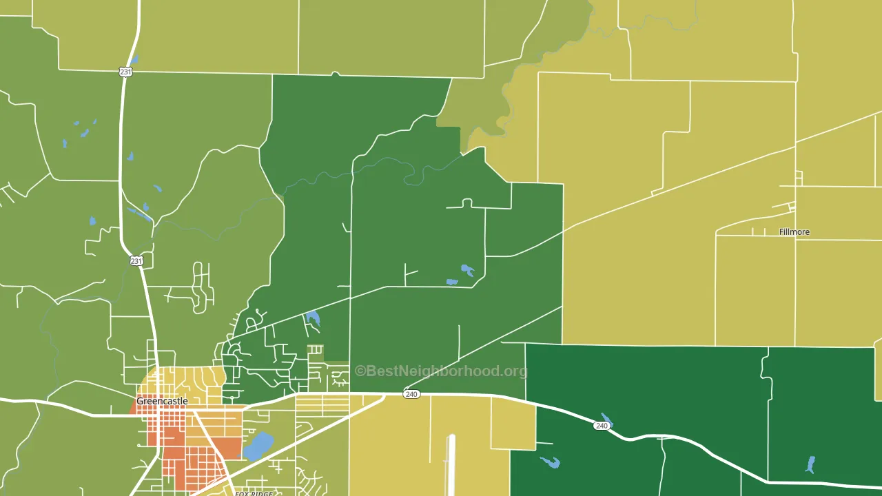 Putnamville, IN block-group voter-turnout map