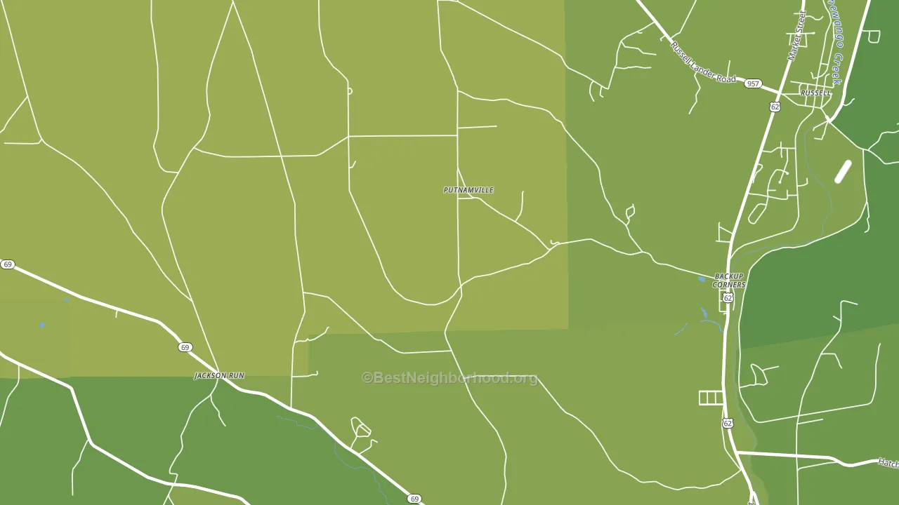 Putnamville, PA block-group voter-turnout map