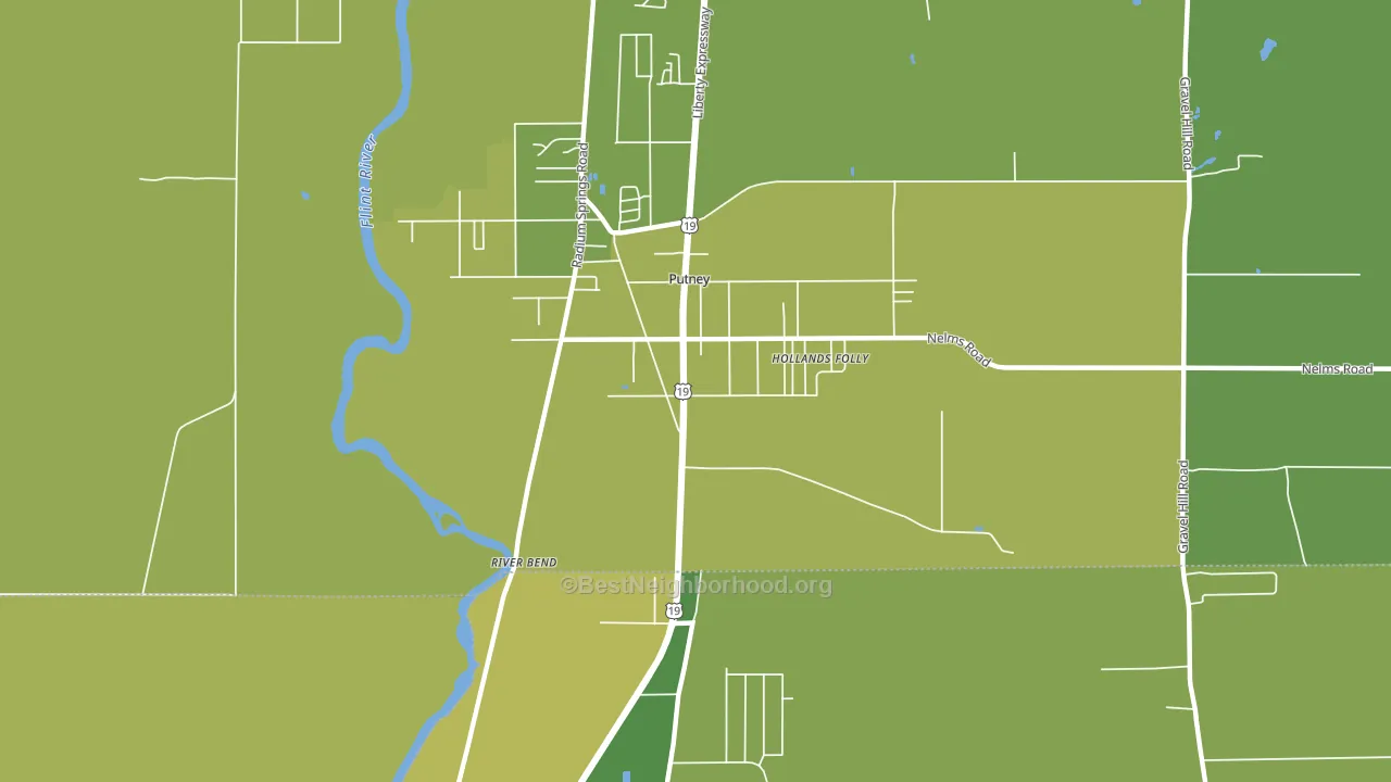 Putney, GA block-group voter-turnout map