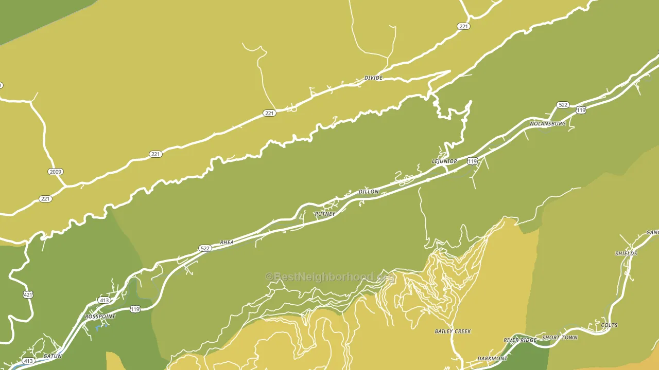 Putney, KY block-group voter-turnout map