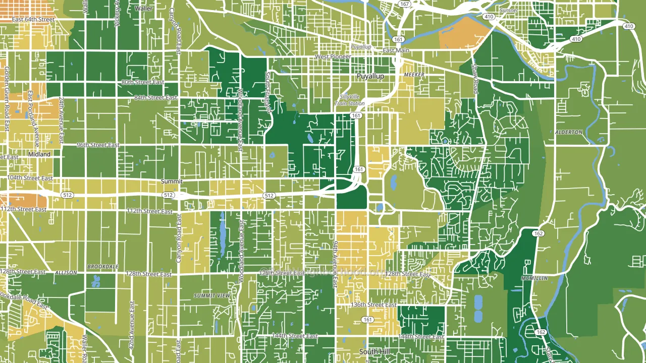 Puyallup, WA block-group voter-turnout map