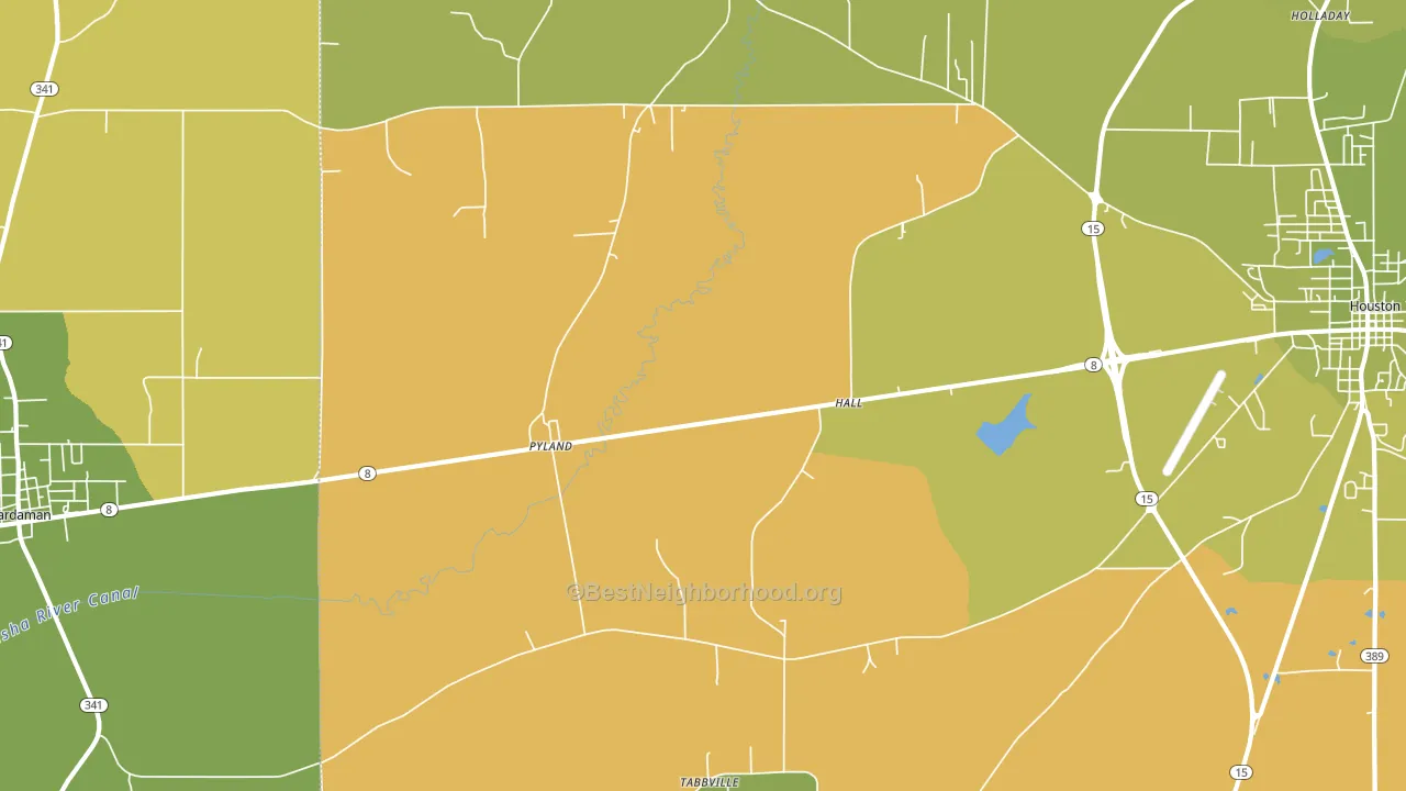 Pyland, MS block-group voter-turnout map