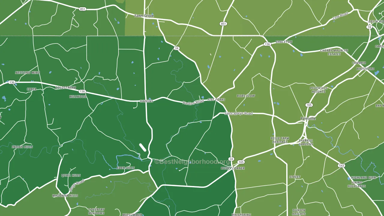 Pylesville, MD block-group voter-turnout map