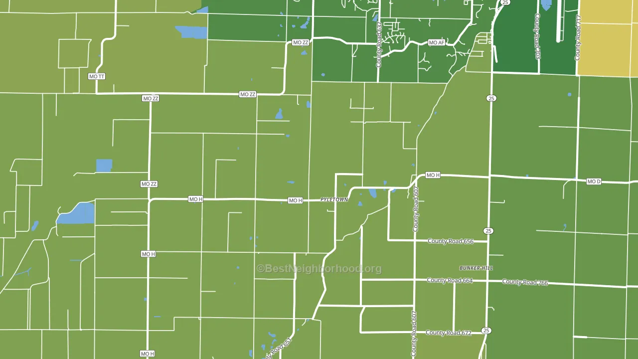 Pyletown, MO block-group voter-turnout map