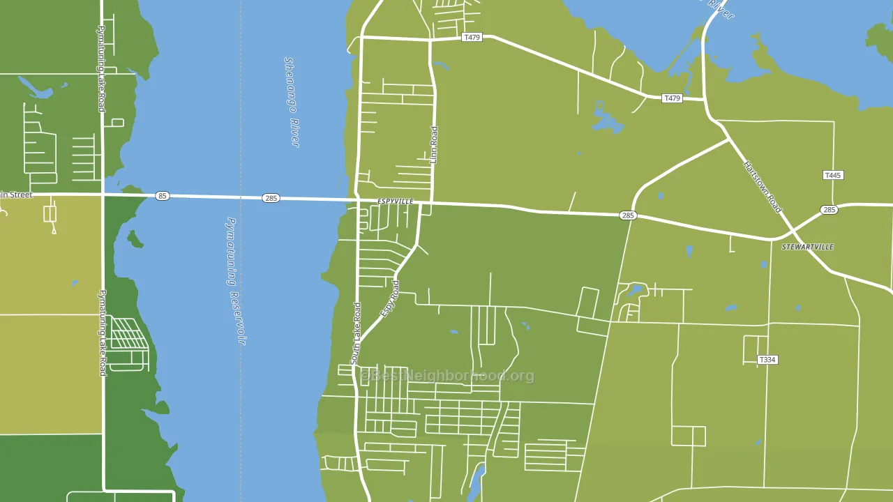Pymatuning Central, PA block-group voter-turnout map