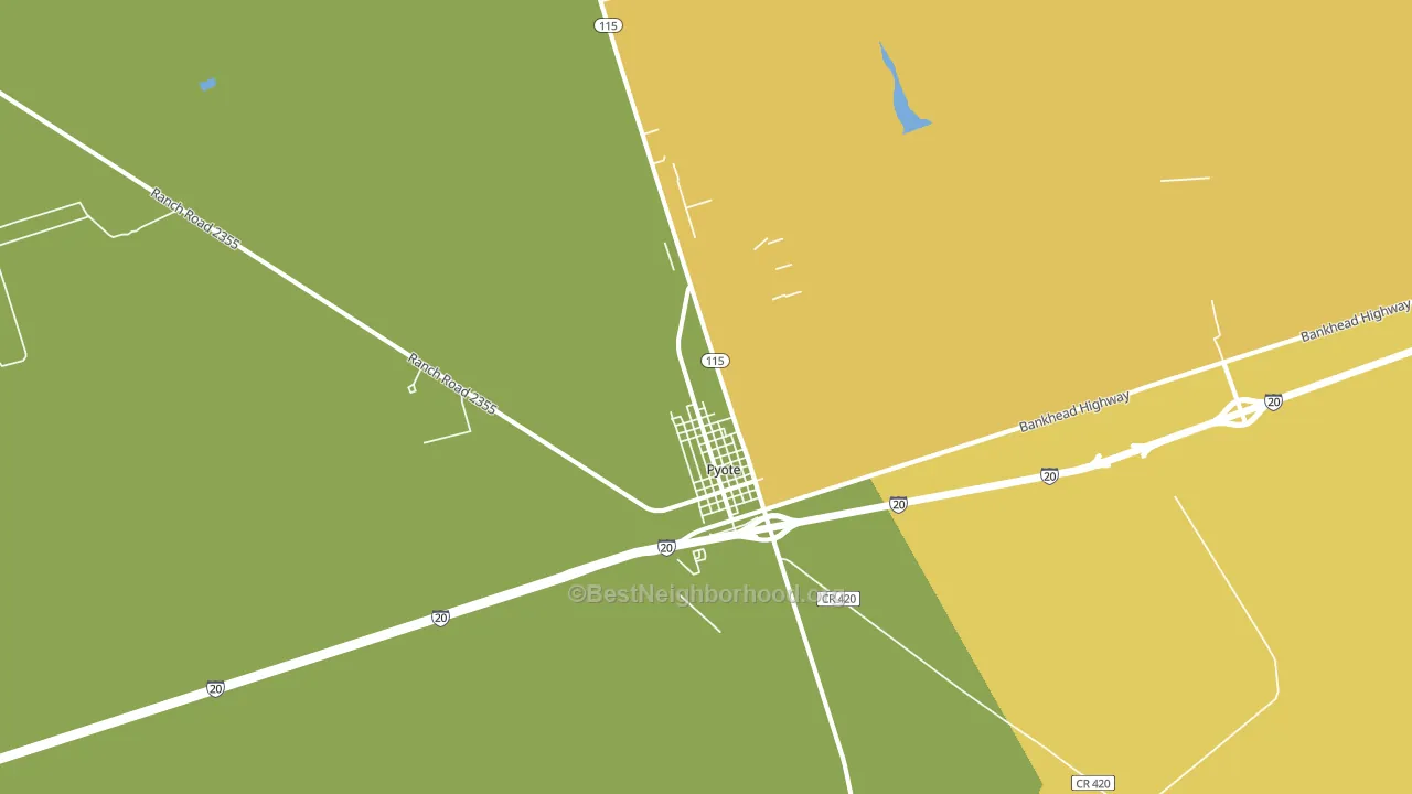 Pyote, TX block-group voter-turnout map