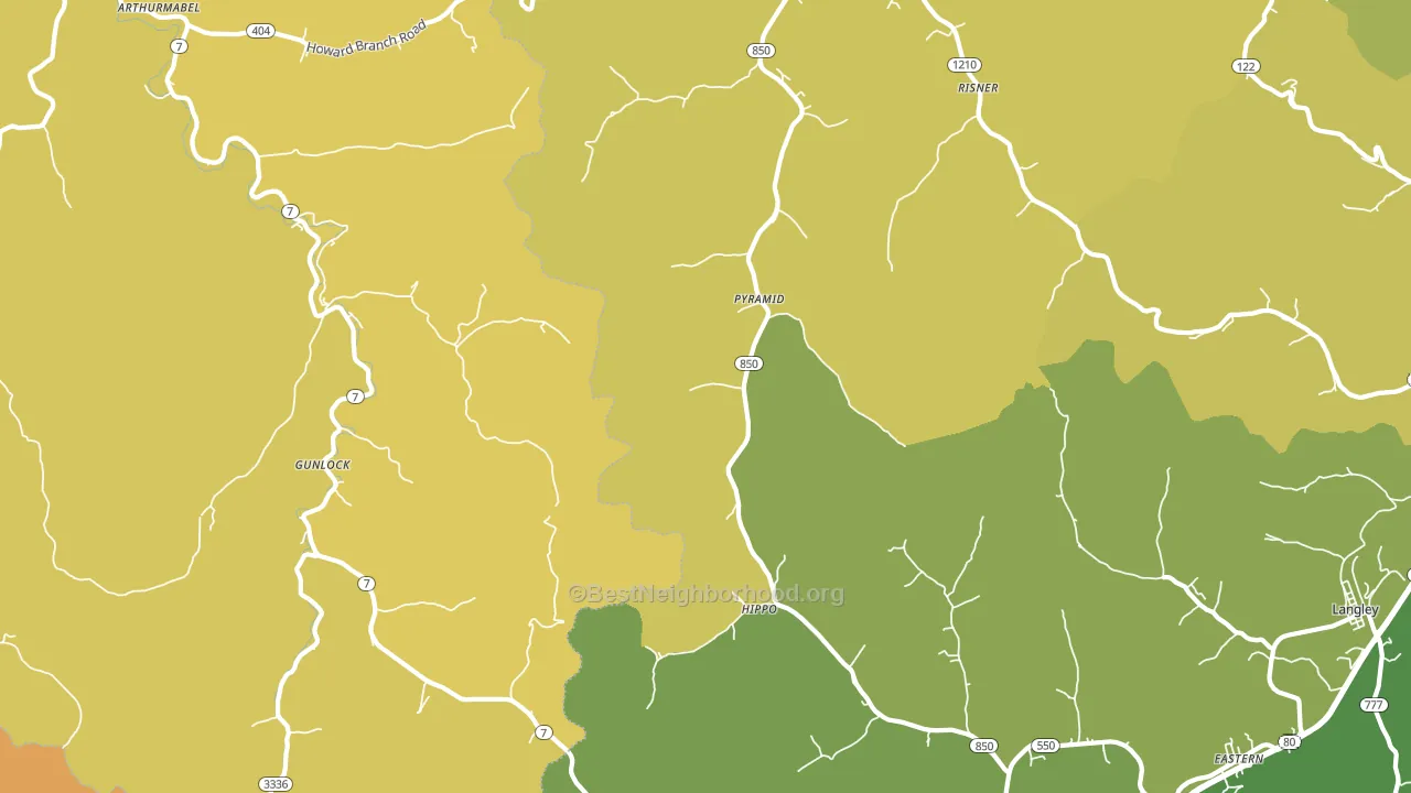 Pyramid, KY block-group voter-turnout map