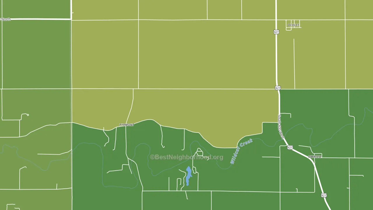 Pyrmont, IN block-group voter-turnout map