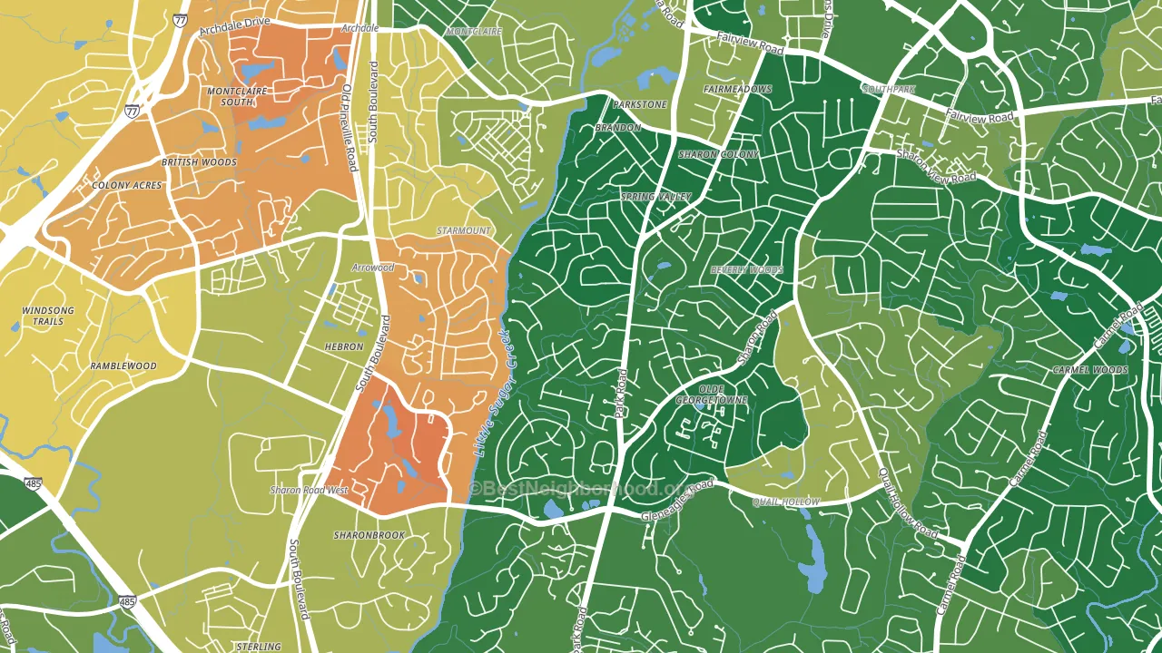 Quail Hollow, Charlotte, NC block-group voter-turnout map