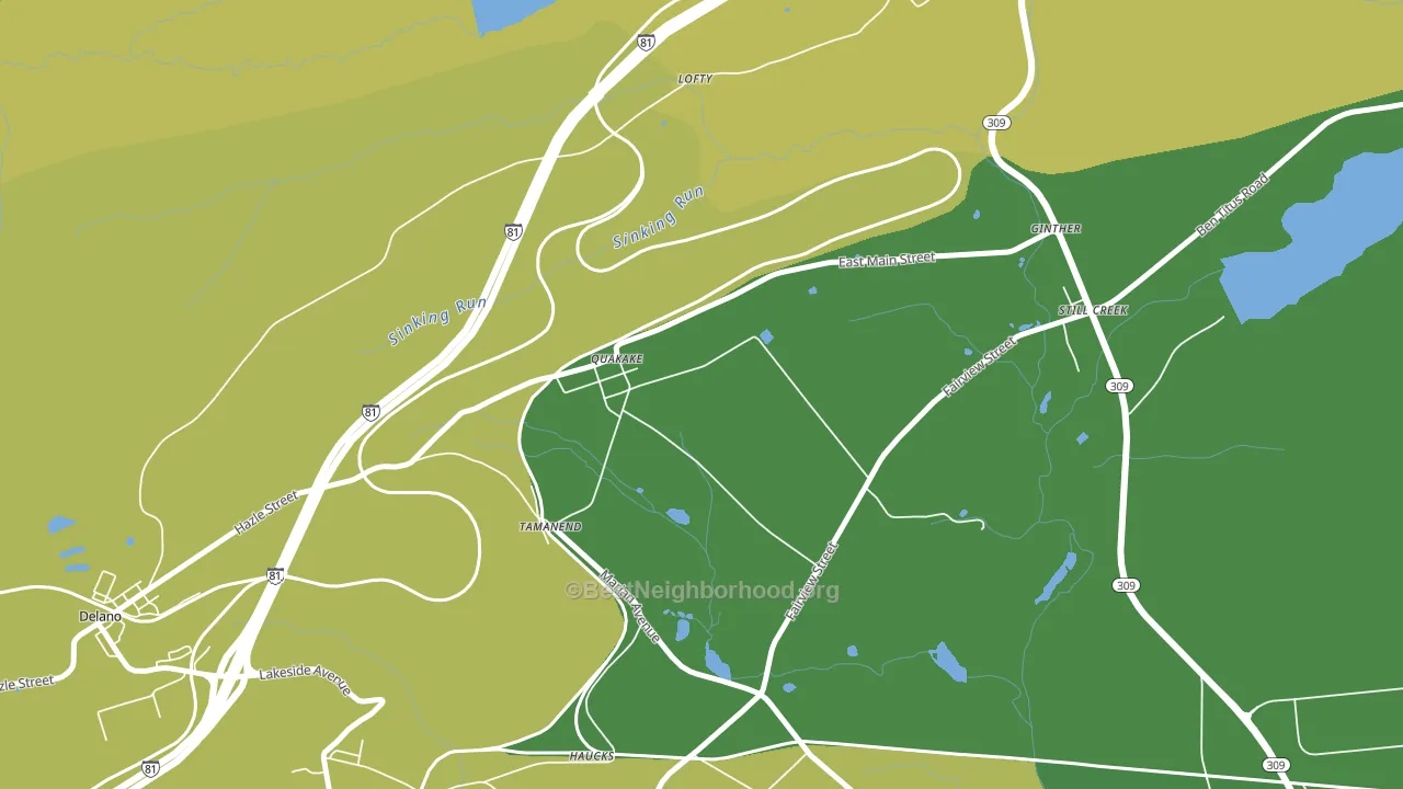 Quakake, PA block-group voter-turnout map